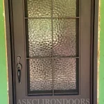 iron door with glass